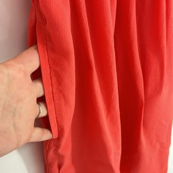 T. Babaton Aritzia 100% Silk Mini Dress With Pockets Women’s Size XS in Coral - Picture 9 of 11